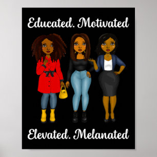 Gebildete motivierte Black Queen Melanin African A Poster