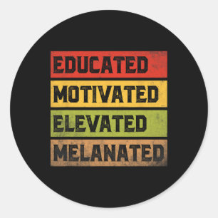 Gebildete motivierte erhöht melanated Bhm Afro Bla Runder Aufkleber