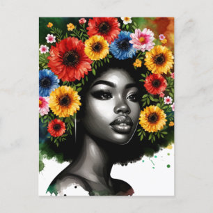 Gebildete Schwarze Königin Melanin Frau HBCU Grad Postkarte