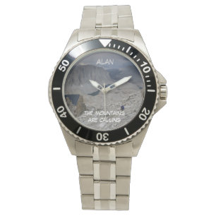 Gebirge anrufen, Name, Handgelenk aus Edelstahl Armbanduhr