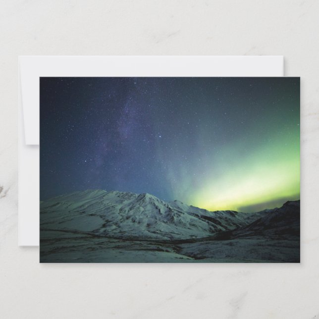 Gebirge | Aurora Borealis & Milky Way Alaska Dankeskarte (Vorderseite)