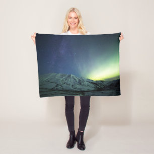 Gebirge Aurora Borealis & Milky Way Alaska Fleecedecke