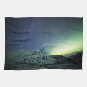 Gebirge   Aurora Borealis & Milky Way Alaska Geschirrtuch