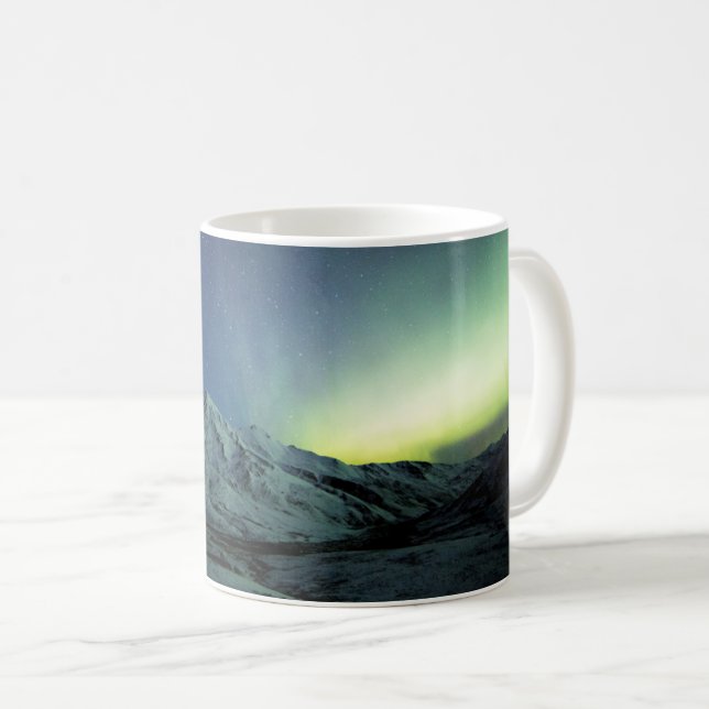 Gebirge | Aurora Borealis & Milky Way Alaska Kaffeetasse (VorderseiteRechts)