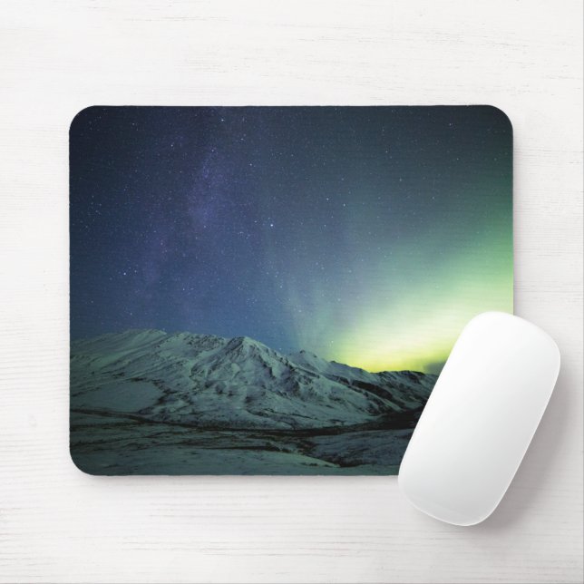 Gebirge | Aurora Borealis & Milky Way Alaska Mousepad (Mit Mouse)