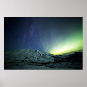 Gebirge   Aurora Borealis & Milky Way Alaska Poster