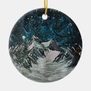 Gebirge bei Nacht Keramik Ornament