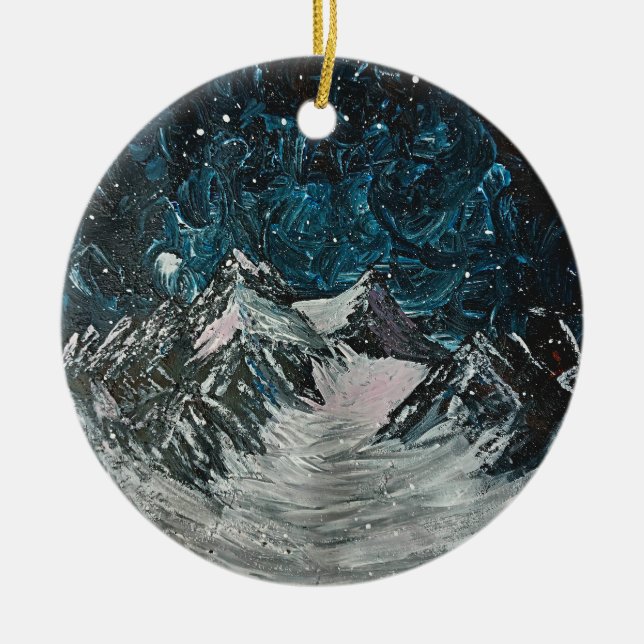 Gebirge bei Nacht Keramik Ornament (Vorne)