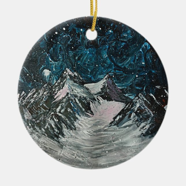 Gebirge bei Nacht Keramik Ornament (Vorne)