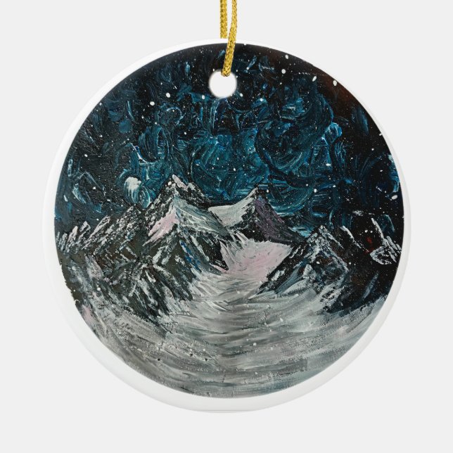 Gebirge bei Nacht Keramik Ornament (Vorne)
