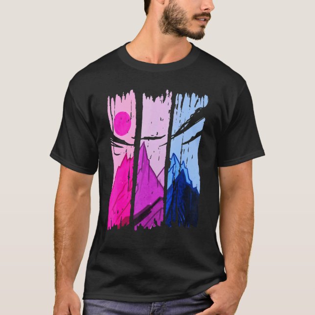 Gebirge Bisexuelle subtile Bi Pride T-Shirt (Vorderseite)