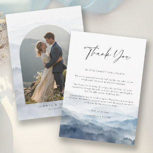 Gebirge Blue Ridge Nebel Moderne Hochzeit Dankeskarte