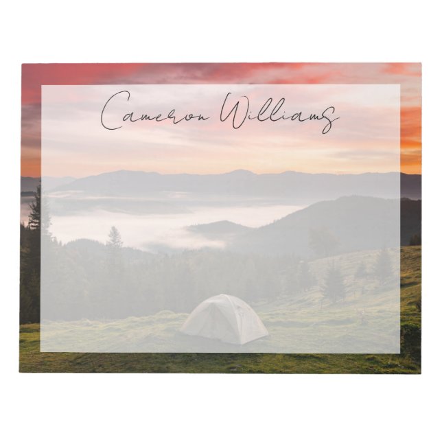 Gebirge | Camping Foggy Sunrise Notizblock (Vorderseite)