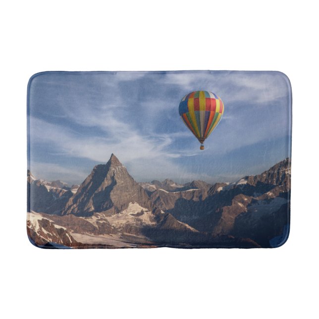 Gebirge | Heißluftballon Matterhorn Schweizer Alpe Badematte (Vorderseite)