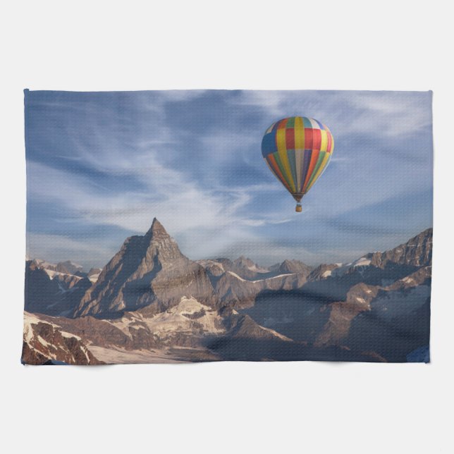 Gebirge | Heißluftballon Matterhorn Schweizer Alpe Geschirrtuch (Horizontal)