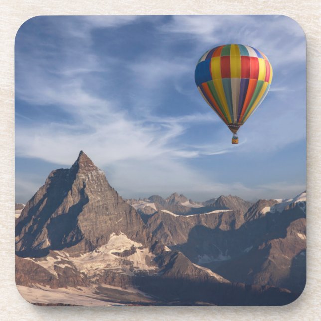 Gebirge | Heißluftballon Matterhorn Schweizer Alpe Getränkeuntersetzer (Vorderseite)