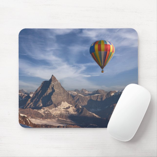 Gebirge | Heißluftballon Matterhorn Schweizer Alpe Mousepad (Mit Mouse)
