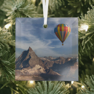 Gebirge   Heißluftballon Matterhorn Schweizer Alpe Ornament Aus Glas