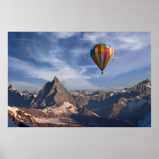 Gebirge | Heißluftballon Matterhorn Schweizer Alpe Poster (Vorne)