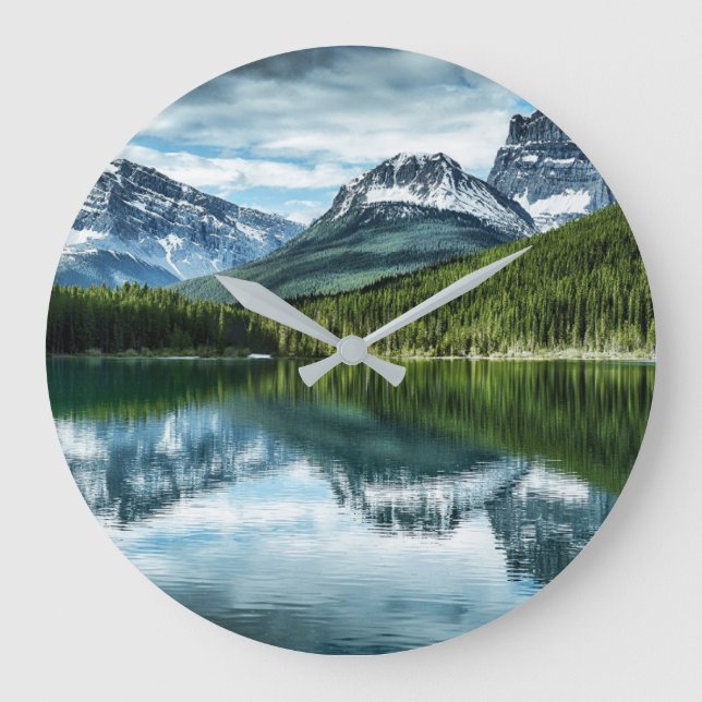 Gebirge | Kanadische Rockies, Alberta Kanada Große Wanduhr (Vorderseite)