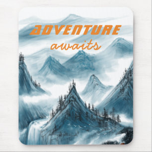 Gebirge Künstlerische Malerei Inspirierend Zitat B Mousepad