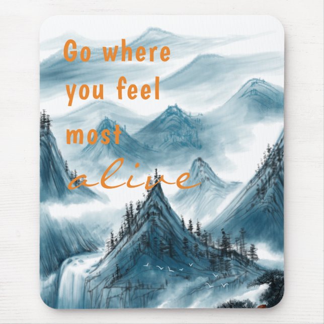 Gebirge Künstlerische Malerei Inspirierend Zitat B Mousepad (Vorne)
