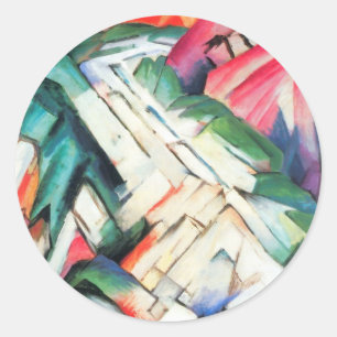 Gebirge (Landschaft) von Franz Marc, Vintage Art Runder Aufkleber