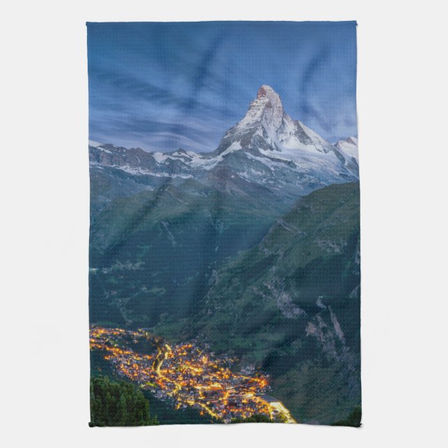 Gebirge | Matterhorn, Zermatt, Schweizer Alpen Geschirrtuch (Vertikal)
