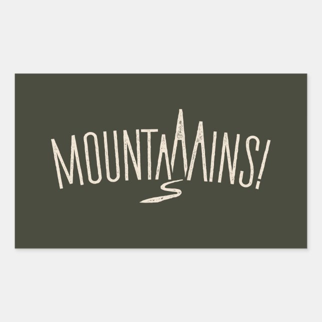 Gebirge Minimalistisch Word ausdrucksvoll Rechteckiger Aufkleber (Vorderseite)