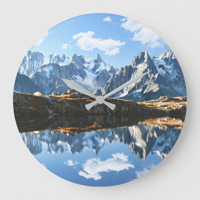 Gebirge | Mont Blanc Massif, Frankreich Große Wanduhr (Vorderseite)