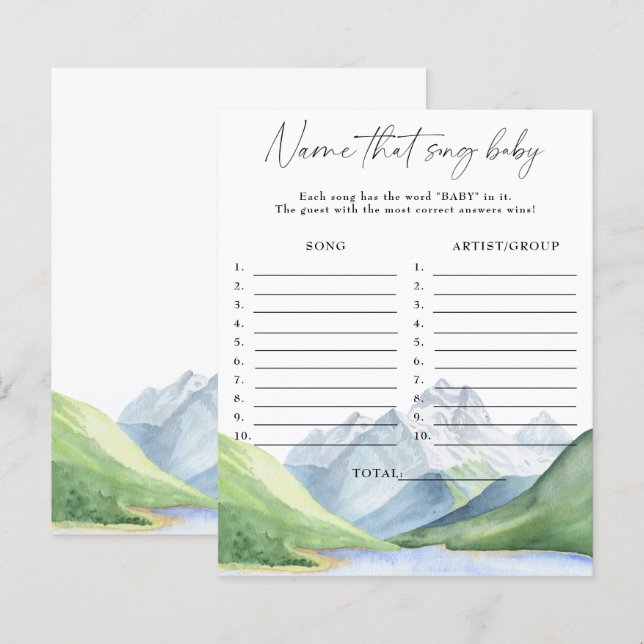Gebirge - Name dieses Lied Baby Dusche Spiel (Vorne/Hinten)