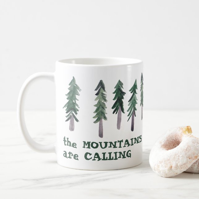 Gebirge nennen Aquarellbäume CUSTOMIZE Kaffeetasse (Mit Donut)