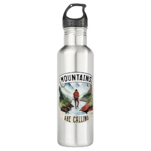 Gebirge nennen das Camping des Abenteuertwanderns Edelstahlflasche