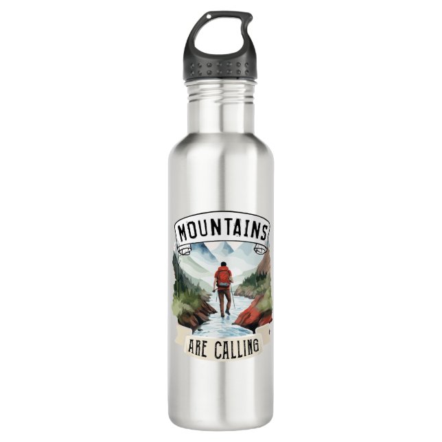 Gebirge nennen das Camping des Abenteuertwanderns Edelstahlflasche (Vorderseite)