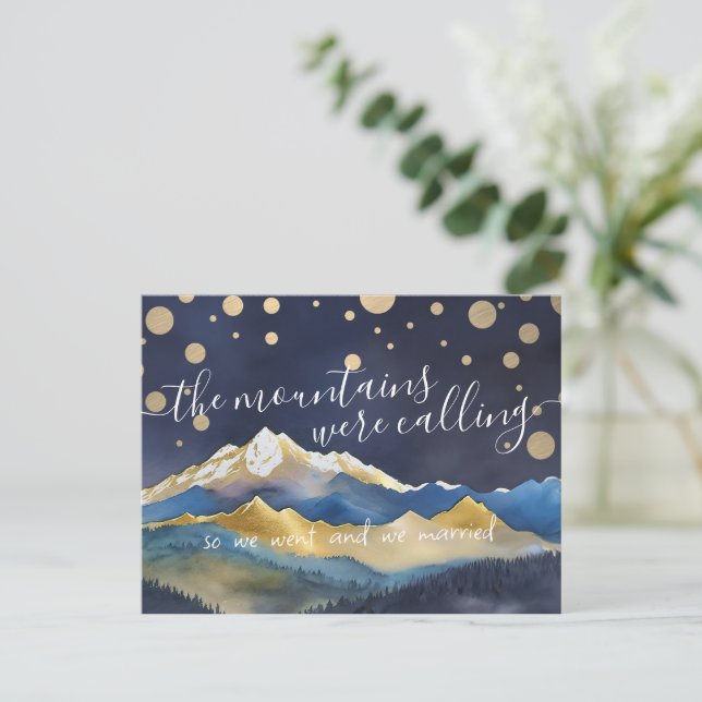 Gebirge riefen Foto Hochzeitsankündigung an Ankündigungspostkarte (Stehend Vorderseite)