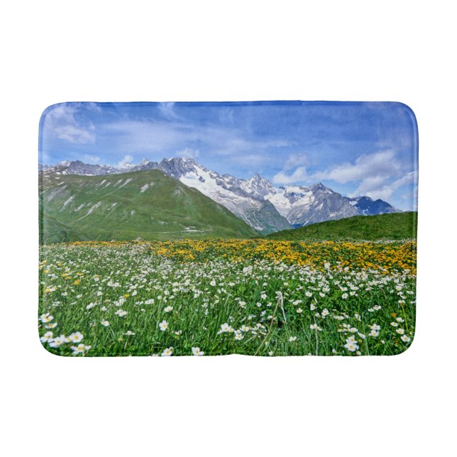 Gebirge | Schweizer Alpenfrühling Badematte (Vorderseite)