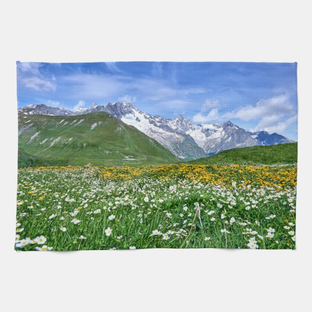 Gebirge | Schweizer Alpenfrühling Geschirrtuch (Horizontal)