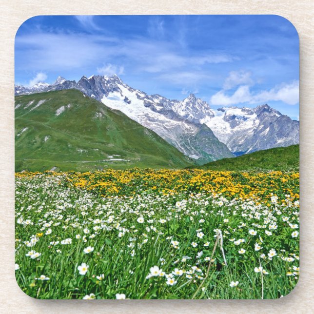 Gebirge | Schweizer Alpenfrühling Getränkeuntersetzer (Vorderseite)
