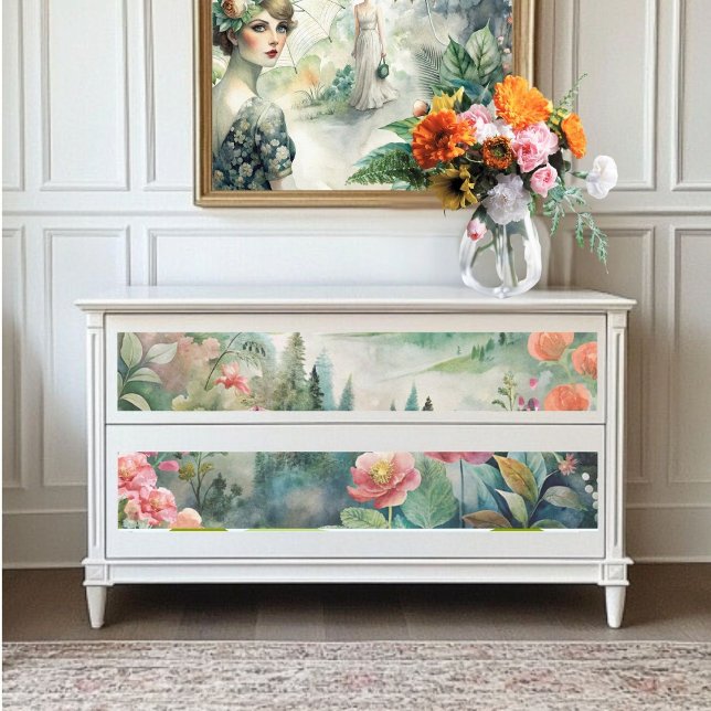 Gebirge und Blume Aquarellbilder Seidenpapier (Von Creator hochgeladen)