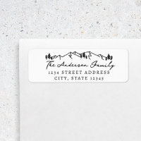Gebirge und Kiefern Handschrift Rücksendeadresse