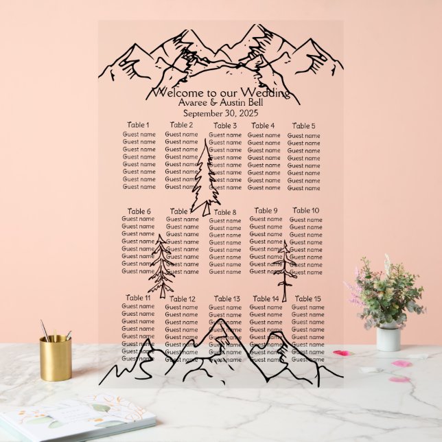 Gebirge und Konturen Hochzeitsstift Acrylschild (Hochzeit)