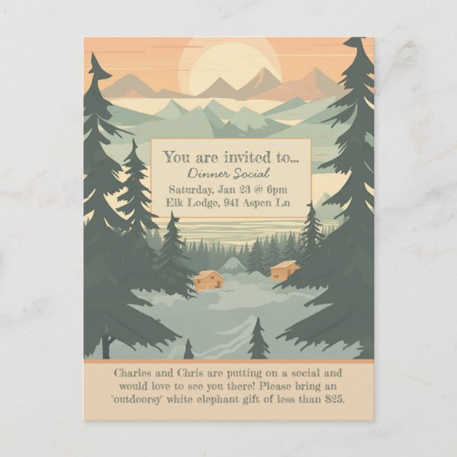 Gebirge und Pinetree - individuelle Einladung Postkarte (Vorderseite)
