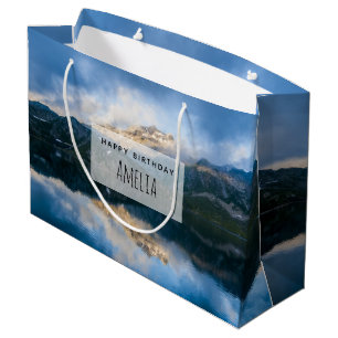 Gebirge und See Landschaftliche Natur Foto Geburts Große Geschenktüte