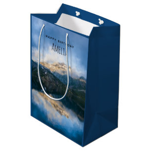 Gebirge und See Landschaftliche Natur Foto Geburts Mittlere Geschenktüte