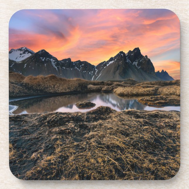 Gebirge | Vesturhorn Mountain Island Getränkeuntersetzer (Vorderseite)
