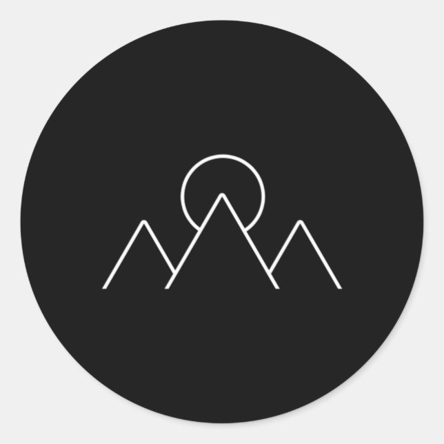 Gebirge Wandern Camg Minimalismus Geometrisch Runder Aufkleber (Vorderseite)