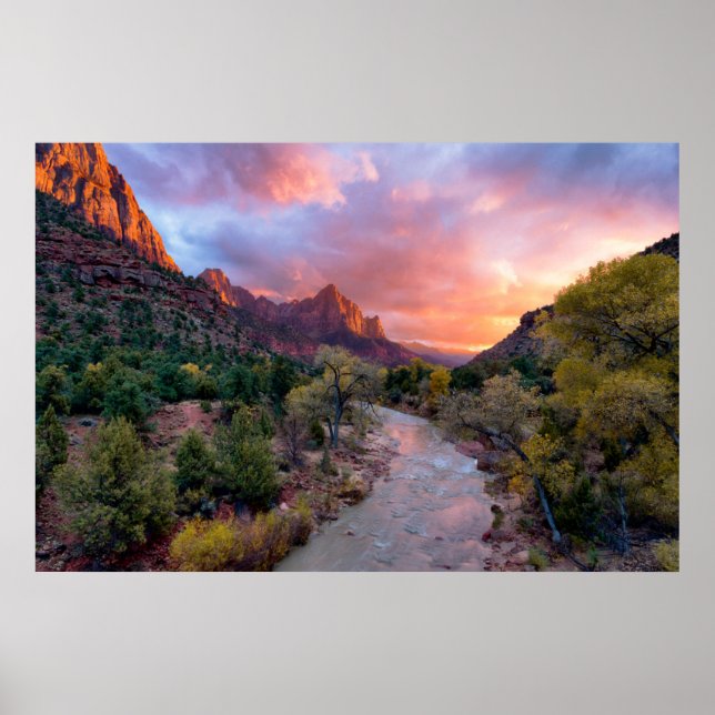 Gebirge | Watchman Zion Nathional Park Utah Poster (Vorne)