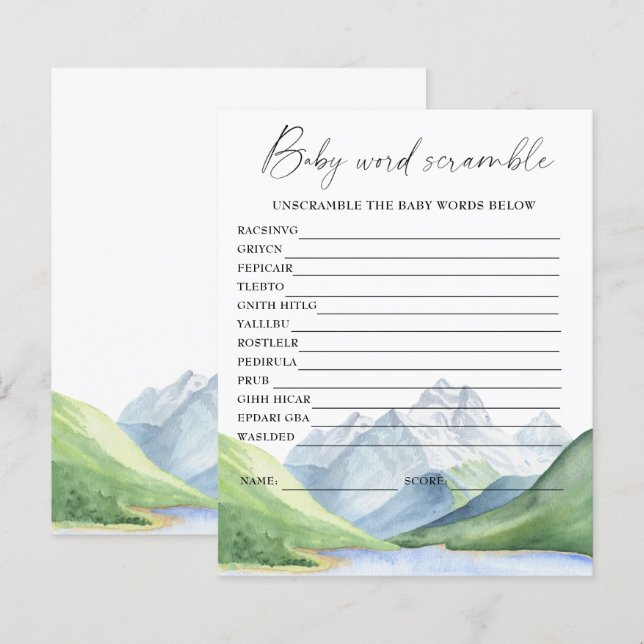 Gebirge - Wort Rührei Baby Dusche (Vorne/Hinten)