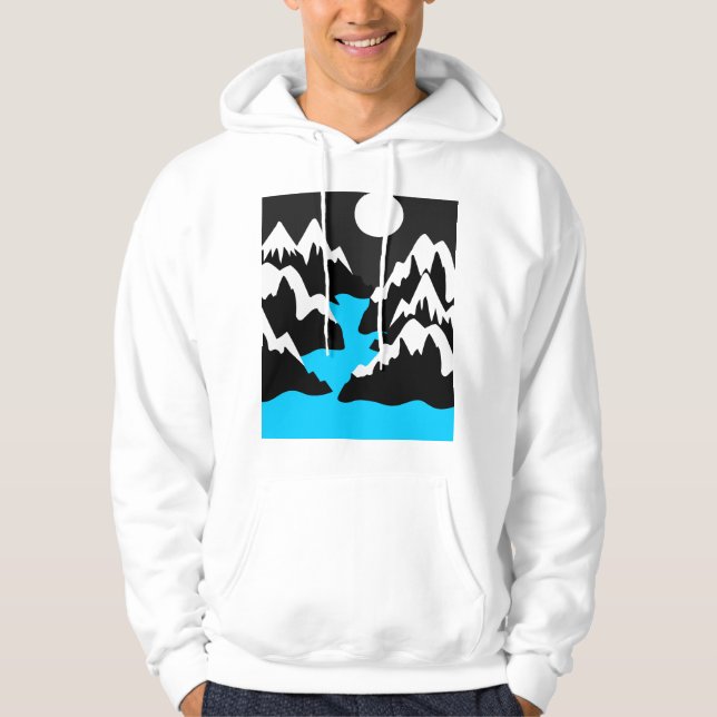 Gebirgige Gebirgszüge mit fließendem Fluss und Nac Hoodie (Vorderseite)