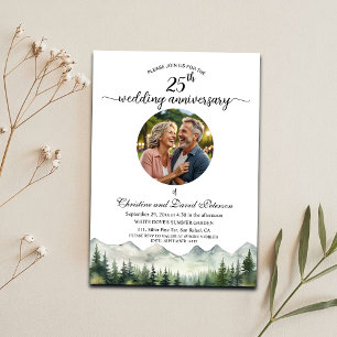 Gebirgs-Kiefern-Hochzeitstag-Foto zum 25. Jubiläum Einladung
